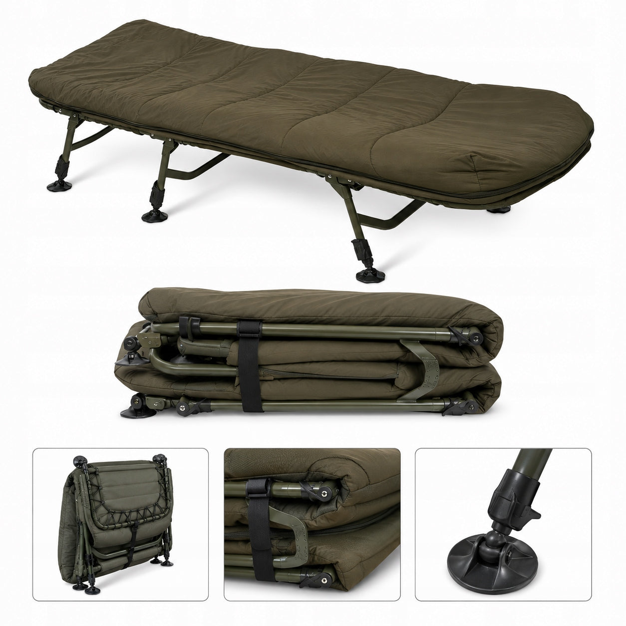 Folding Bed Adjustable Fishing Camping Comfortable 140 kg 200x80