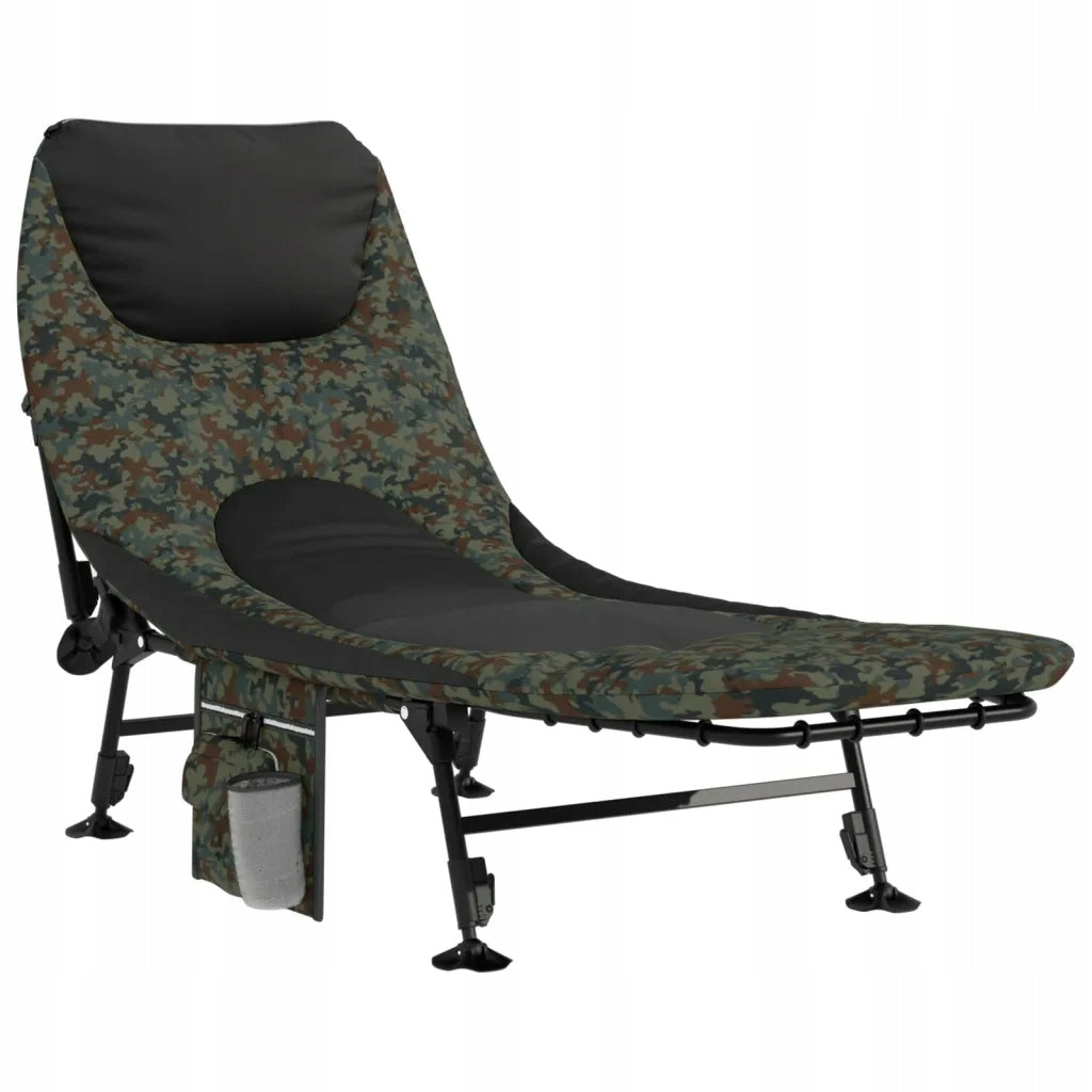 Folding Fishing Bed with Foam Lining, Adjustable, Steel,