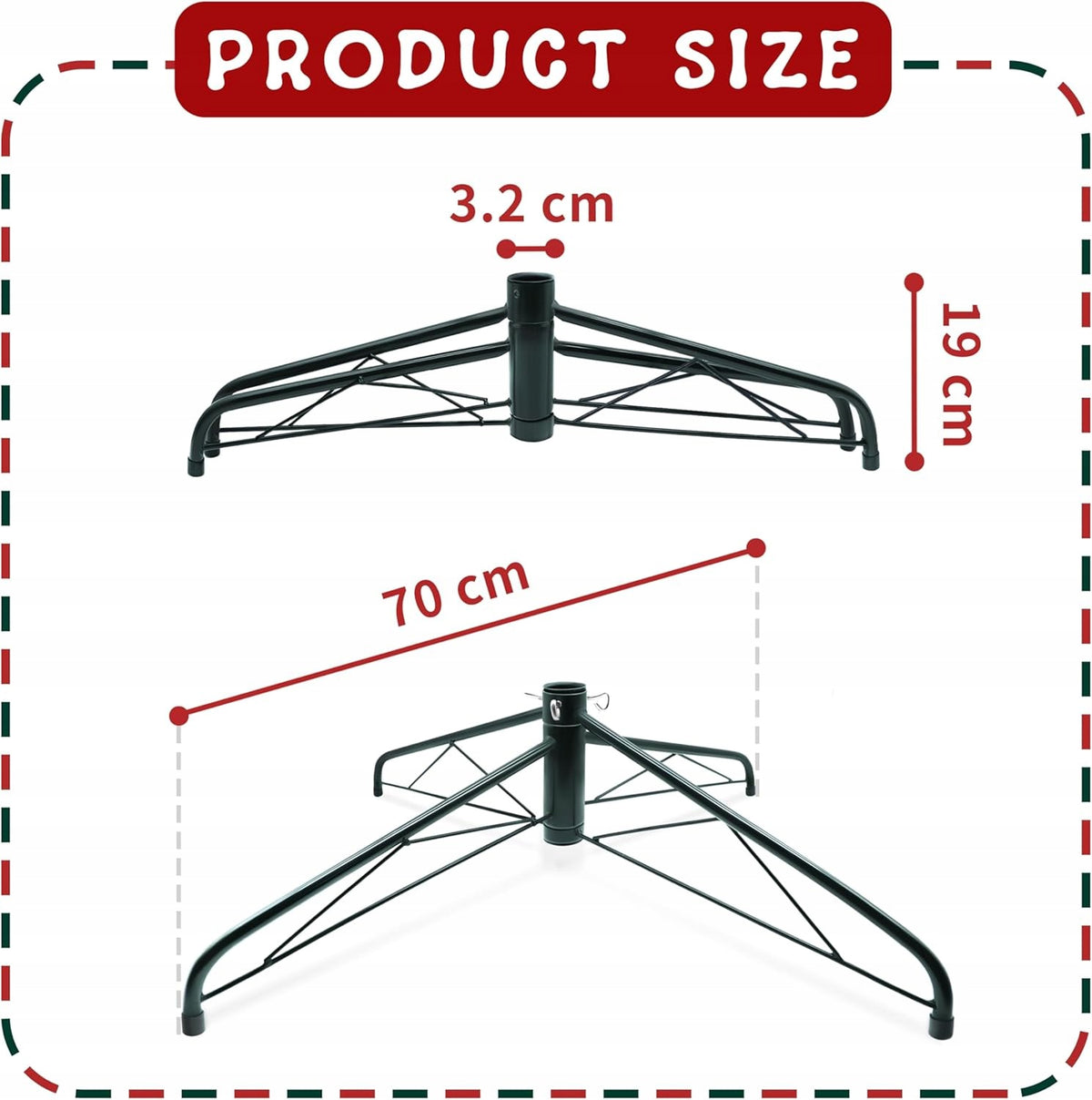 Folding Metal Christmas Tree Stand Universal Stand 70 cm Brand no brand
