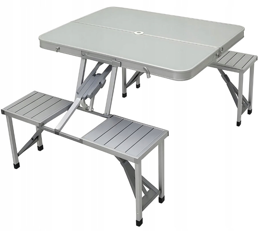 Folding Table Camping Hiking Table Aluminum Travel Table with Benches Packaging status original