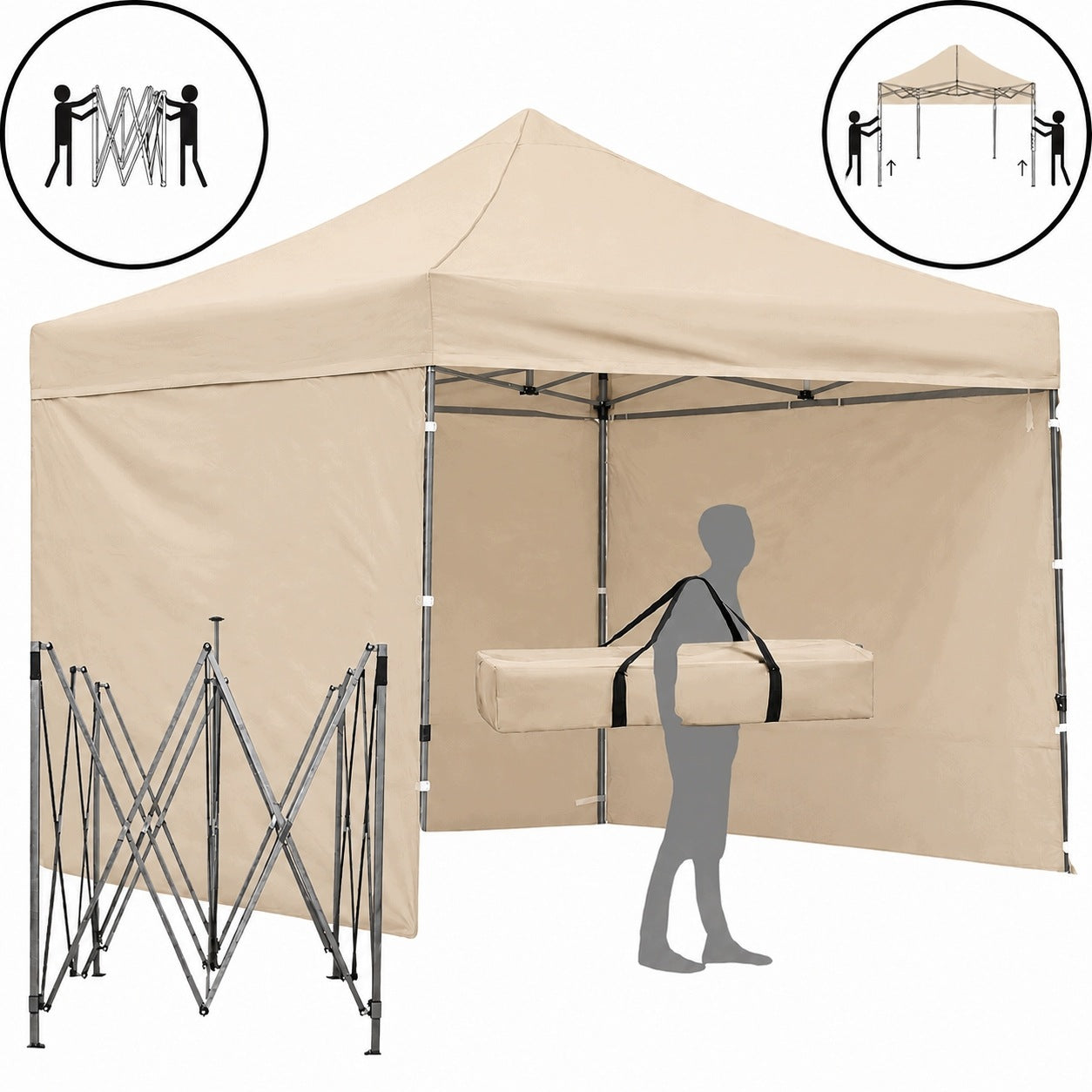 Folding Tent Express Garden Commercial Pavilion 3x3m Beige