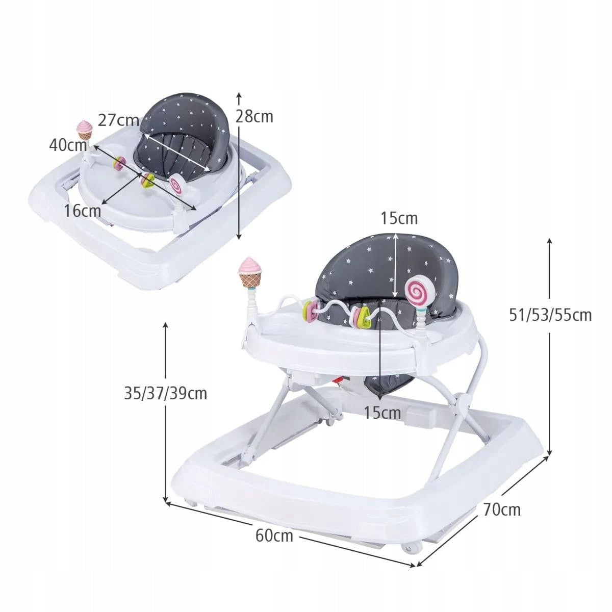 Folding children's walker with height adjustment Manufacturer code BC10151GR