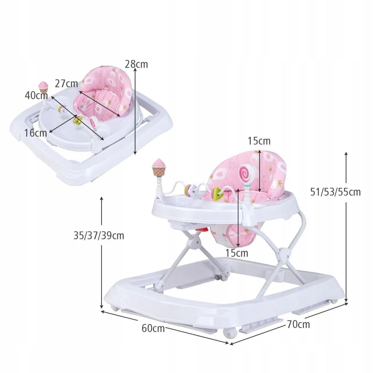 Folding children's walker with height adjustment Manufacturer code BC10151PI