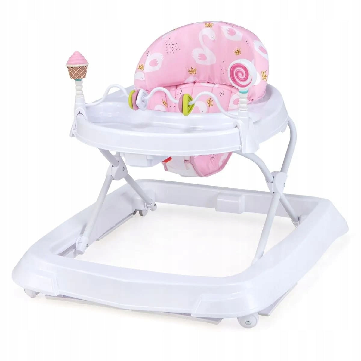 Folding children's walker with height adjustment