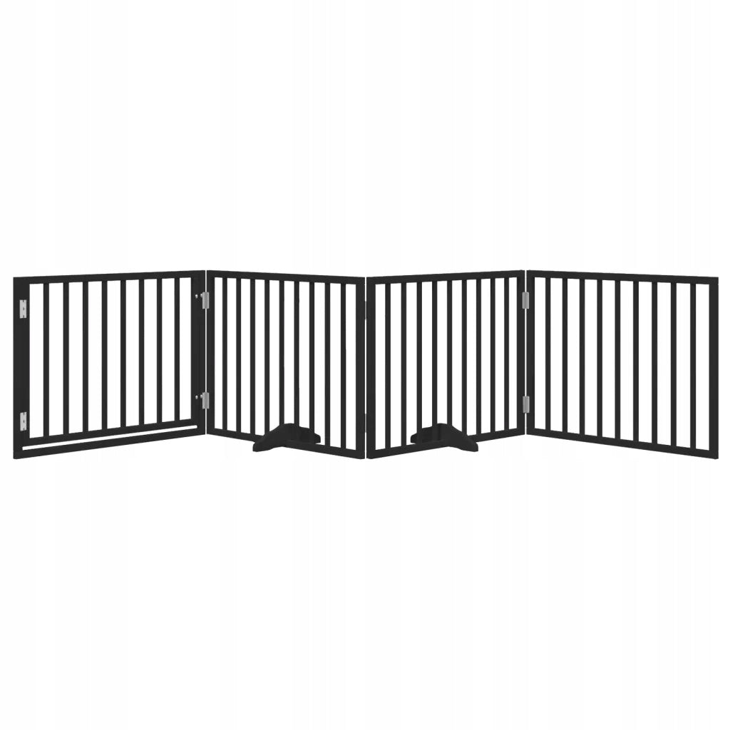 Folding dog gate, with door, 4 panels, black, 320 cm Kind extended