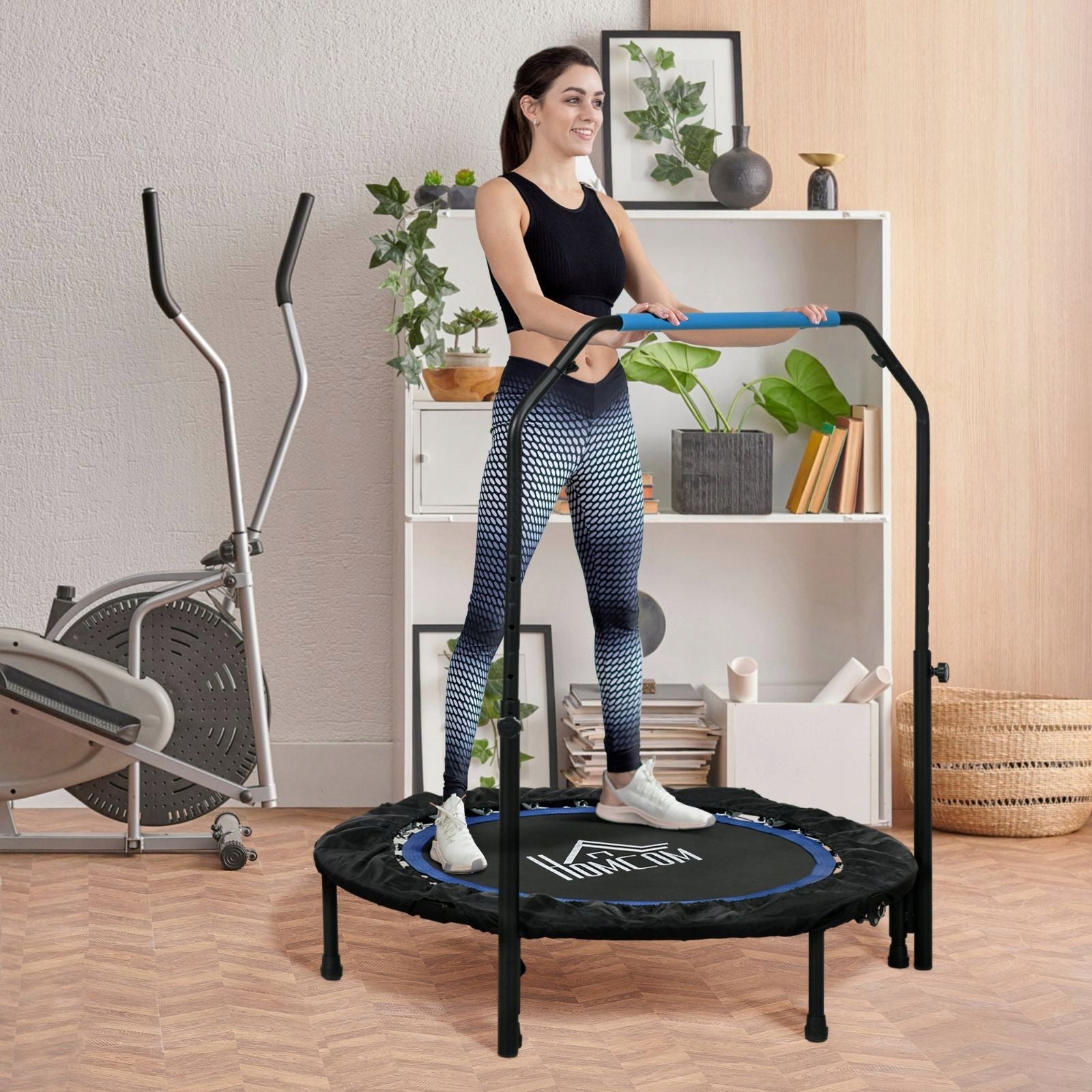 Folding fitness trampoline with adjustable handle Ø102x123H cm Brand no brand