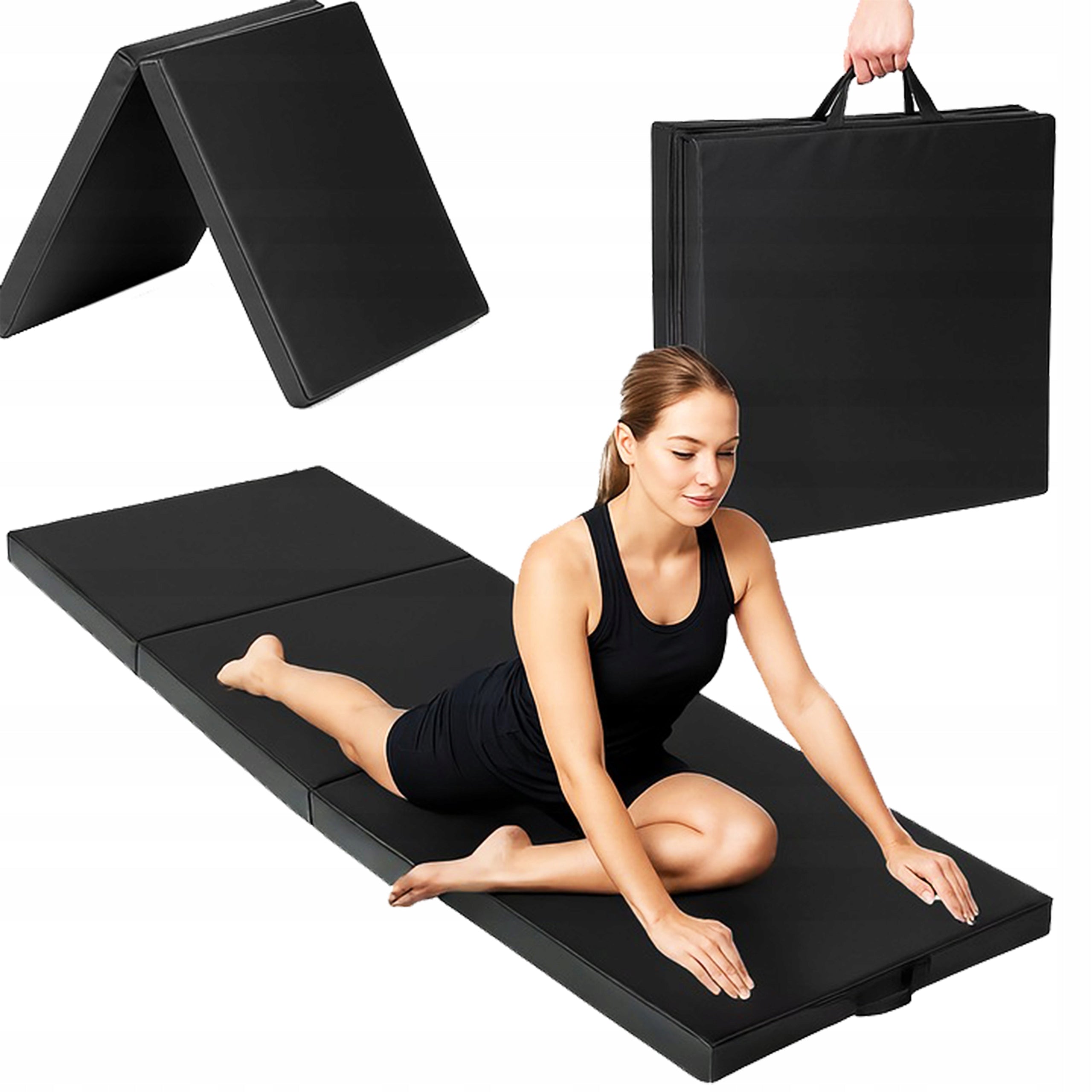 Folding gymnastic mattress 180cm for physiotherapy massage 5cm dark grey