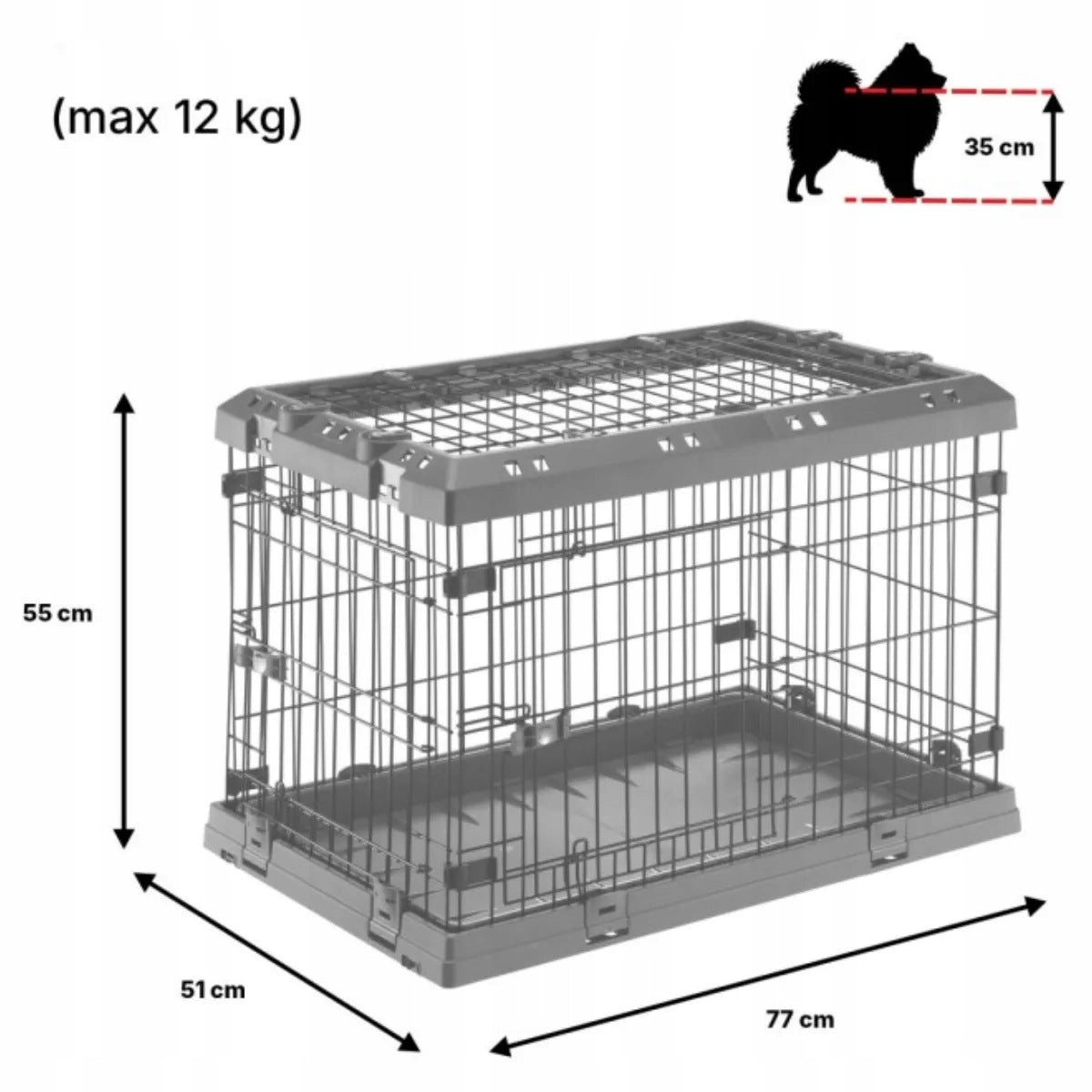 Folding kennel cage for dogs up to 12 kg 75 77x51x55 cm Playpen Ferplast Manufacturer code 73186101