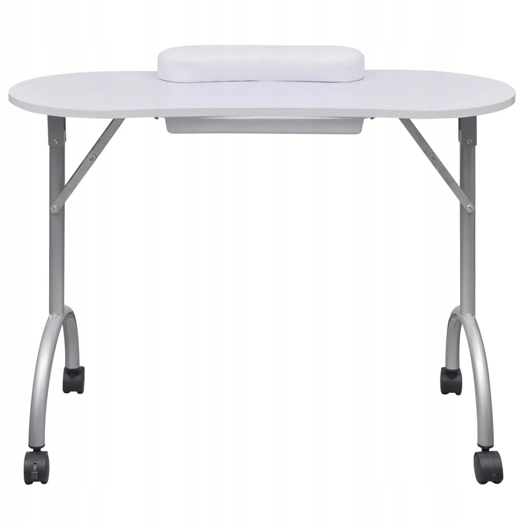 Folding manicure table with circles, white Brand VidaXL