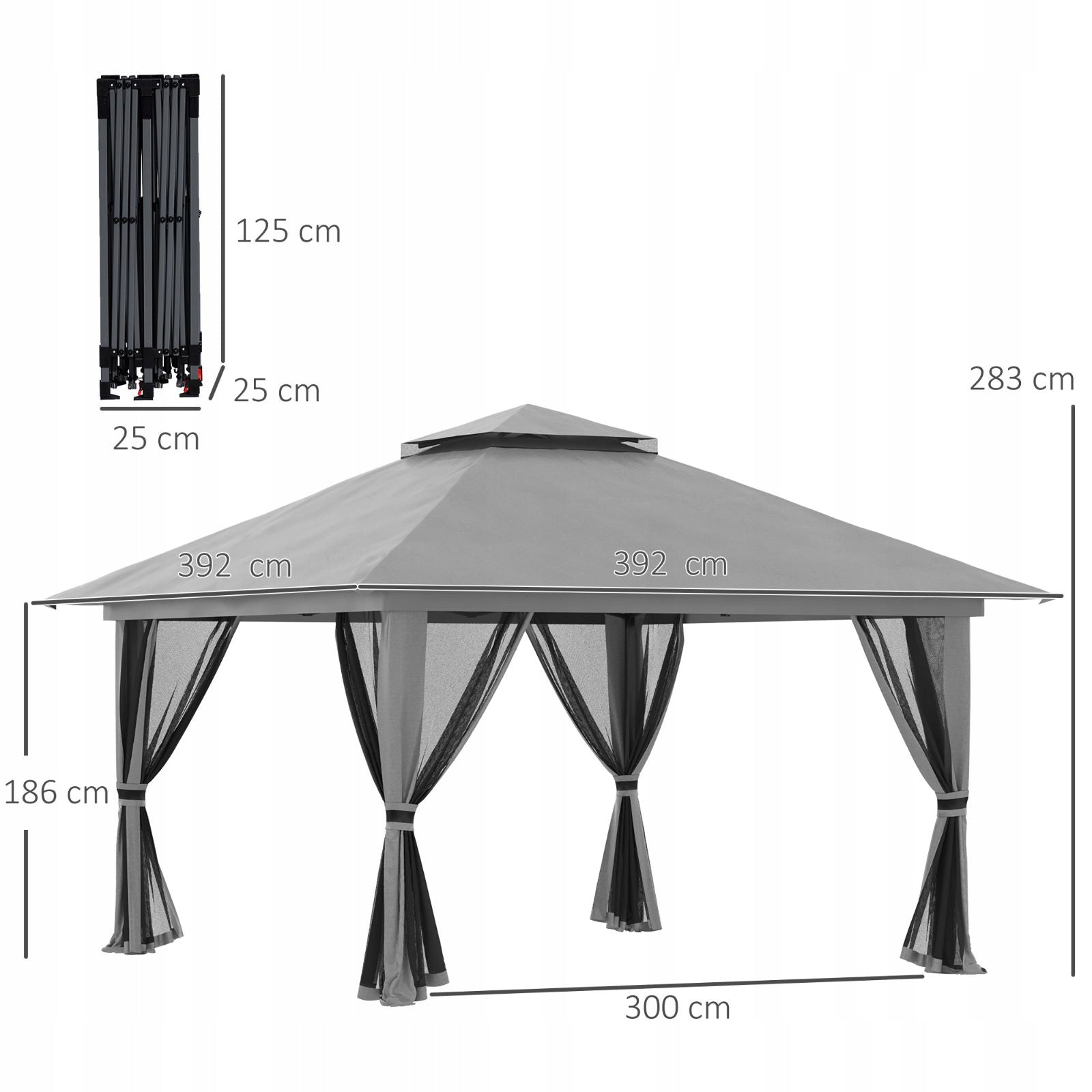 Folding pavilion 4x4m, dark grey, UV Manufacturer no brand