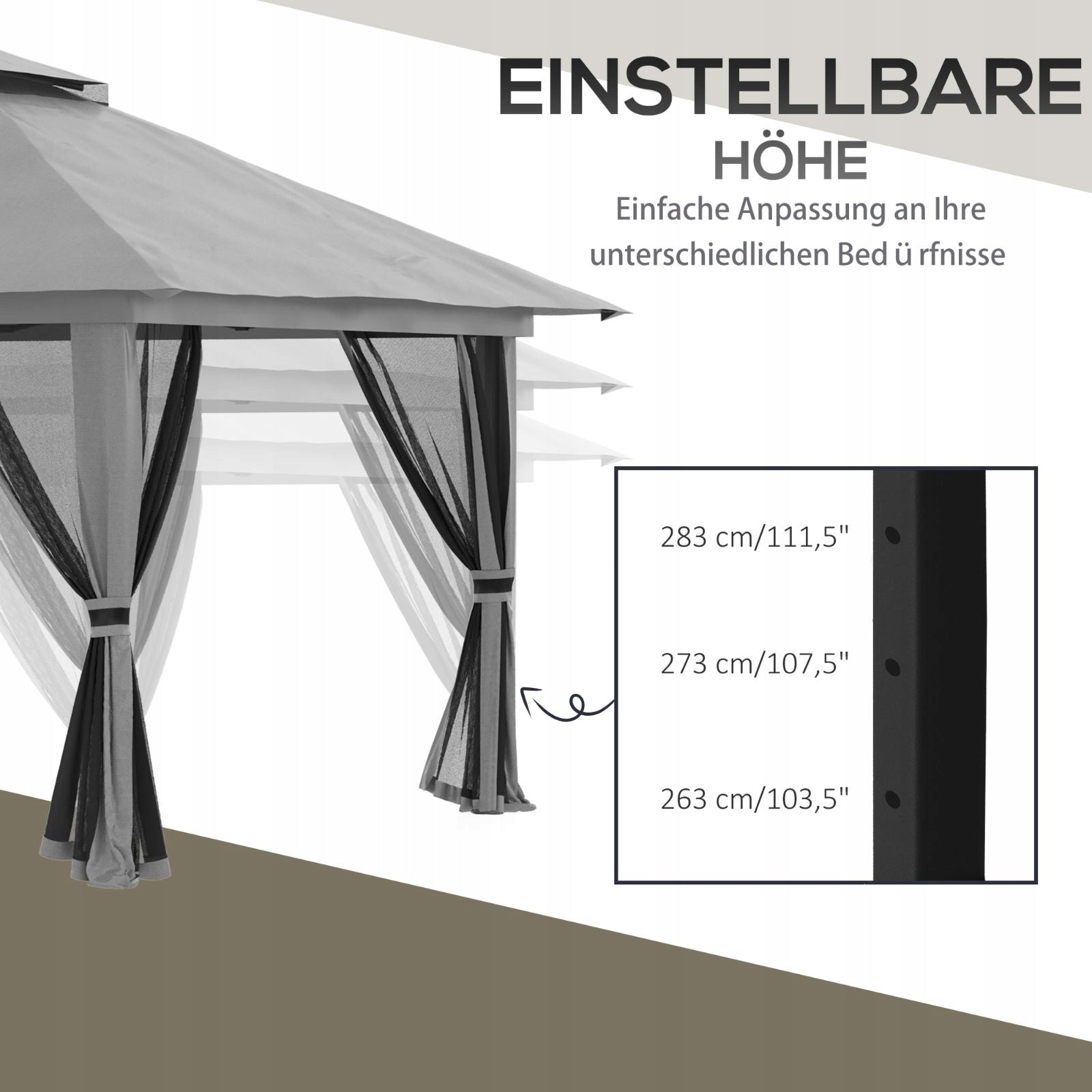Folding pavilion 4x4m, dark grey, UV Number of side walls 4 walls