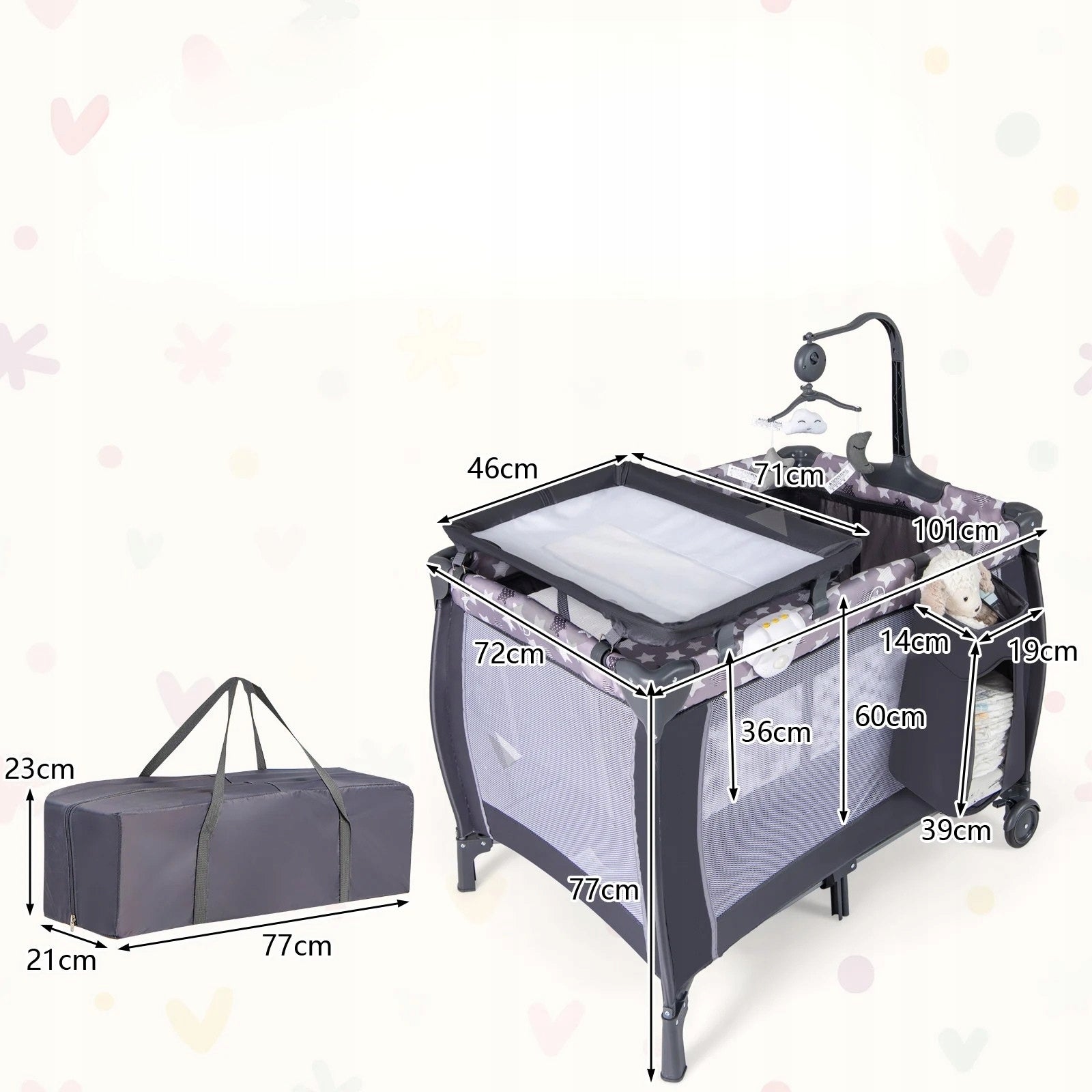 Folding playpen for babies Multifunctional bed on wheels Brand Costway