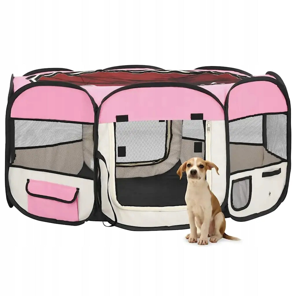 Folding playpen for dog, with bag, pink, 145x145x61 cm Manufacturer code 171012
