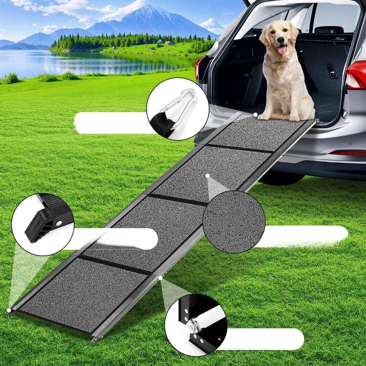 Folding ramp for dog 180x50cm fabric stable for entry Manufacturer code bez marki