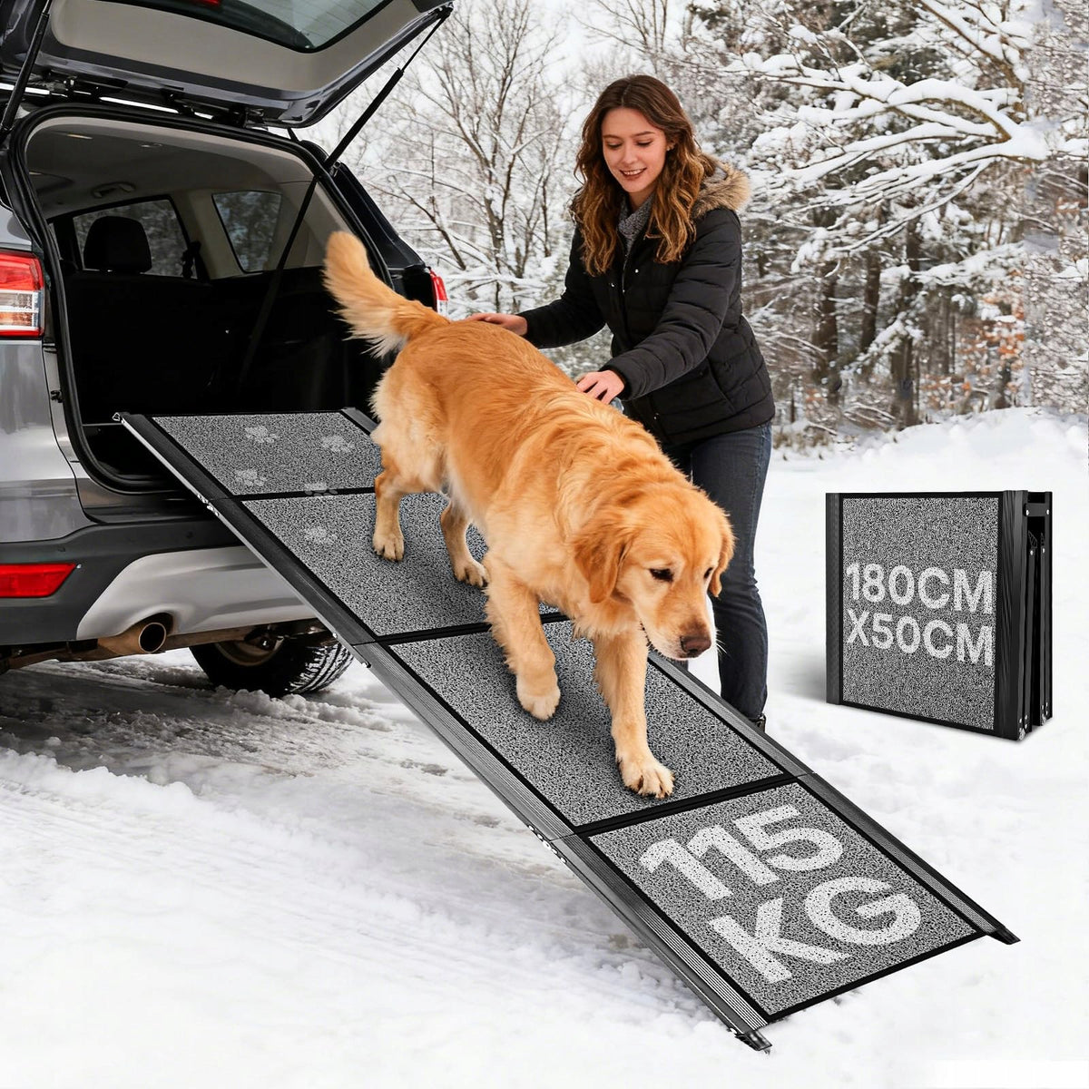 Folding ramp for dog 180x50cm fabric stable for entry