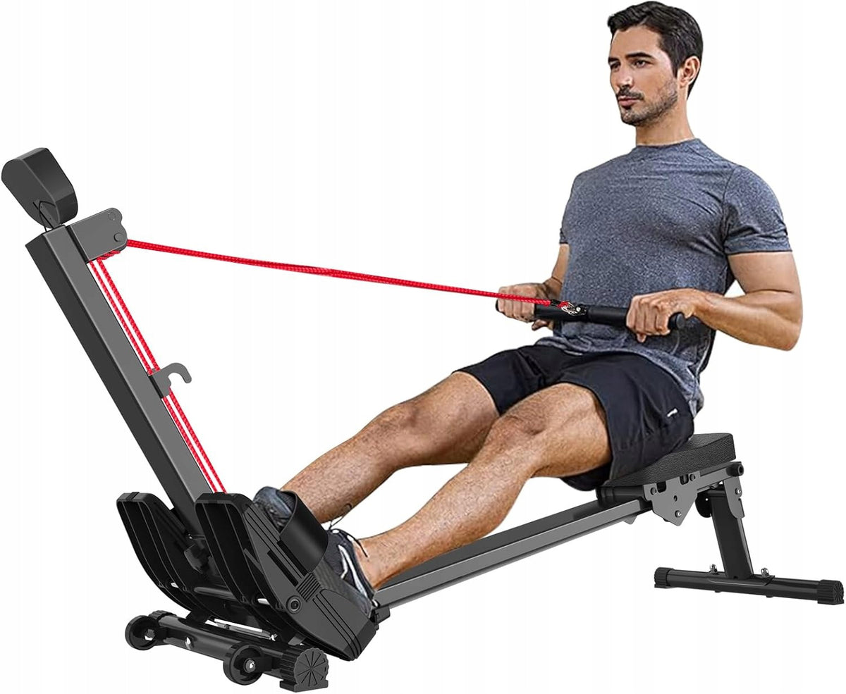 Folding rowing machine Tvdugim 3 resistance levels LCD red 100 kg
