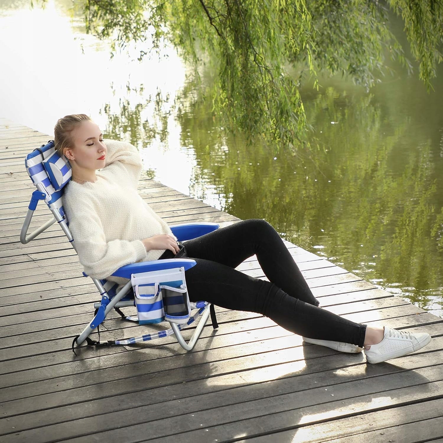 Folding sun lounger beach chair garden hiking WITH PILLOW with suspenders Manufacturer code GCB62BU