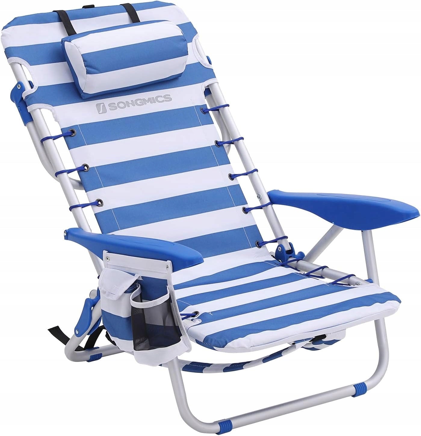 Folding sun lounger beach chair garden hiking WITH PILLOW with suspenders