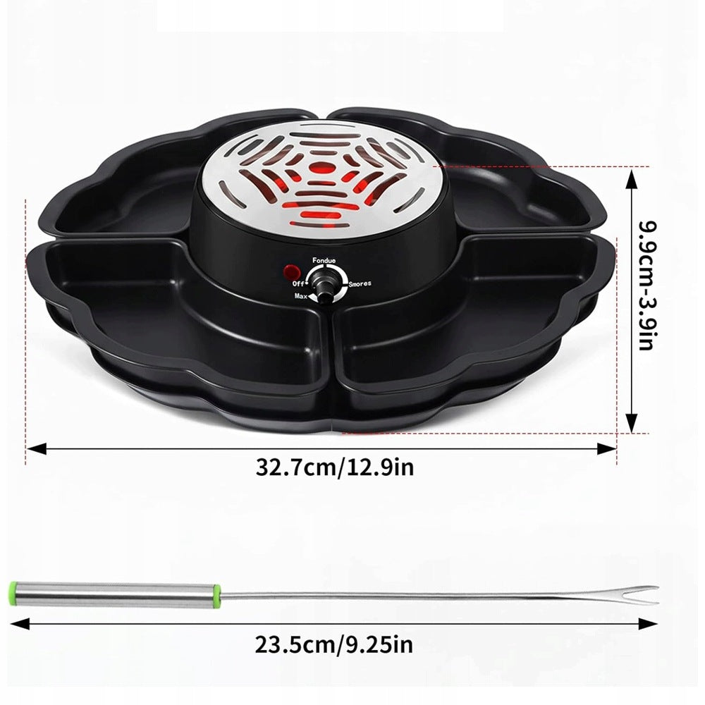 Fondue 2in1 Heater with Bowl and Trays for Chocolate and Foam Black Packaging status original