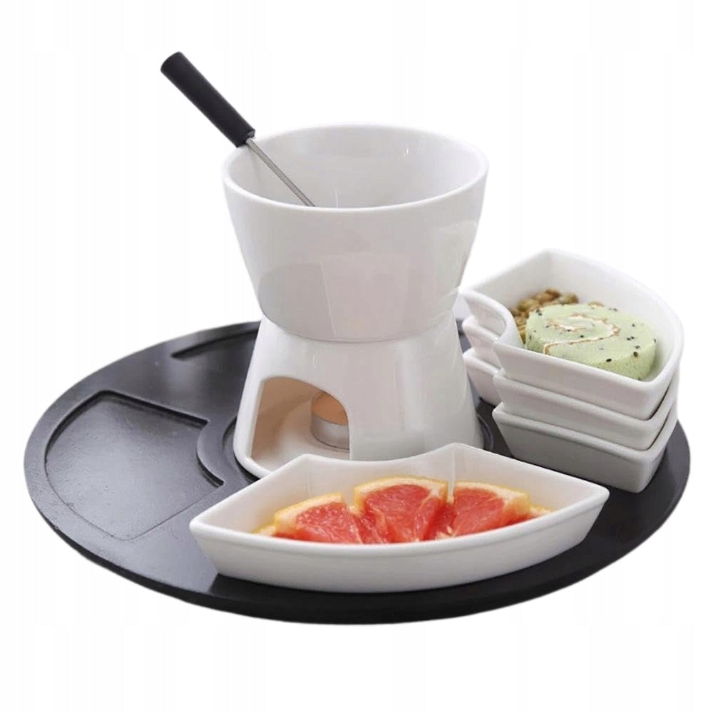 Fondue Chocolate Ceramic Cheese Chocolate Set Black White