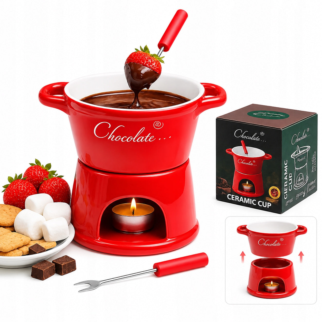 Fondue Chocolate Set Romantic Gift for Woman Her Date