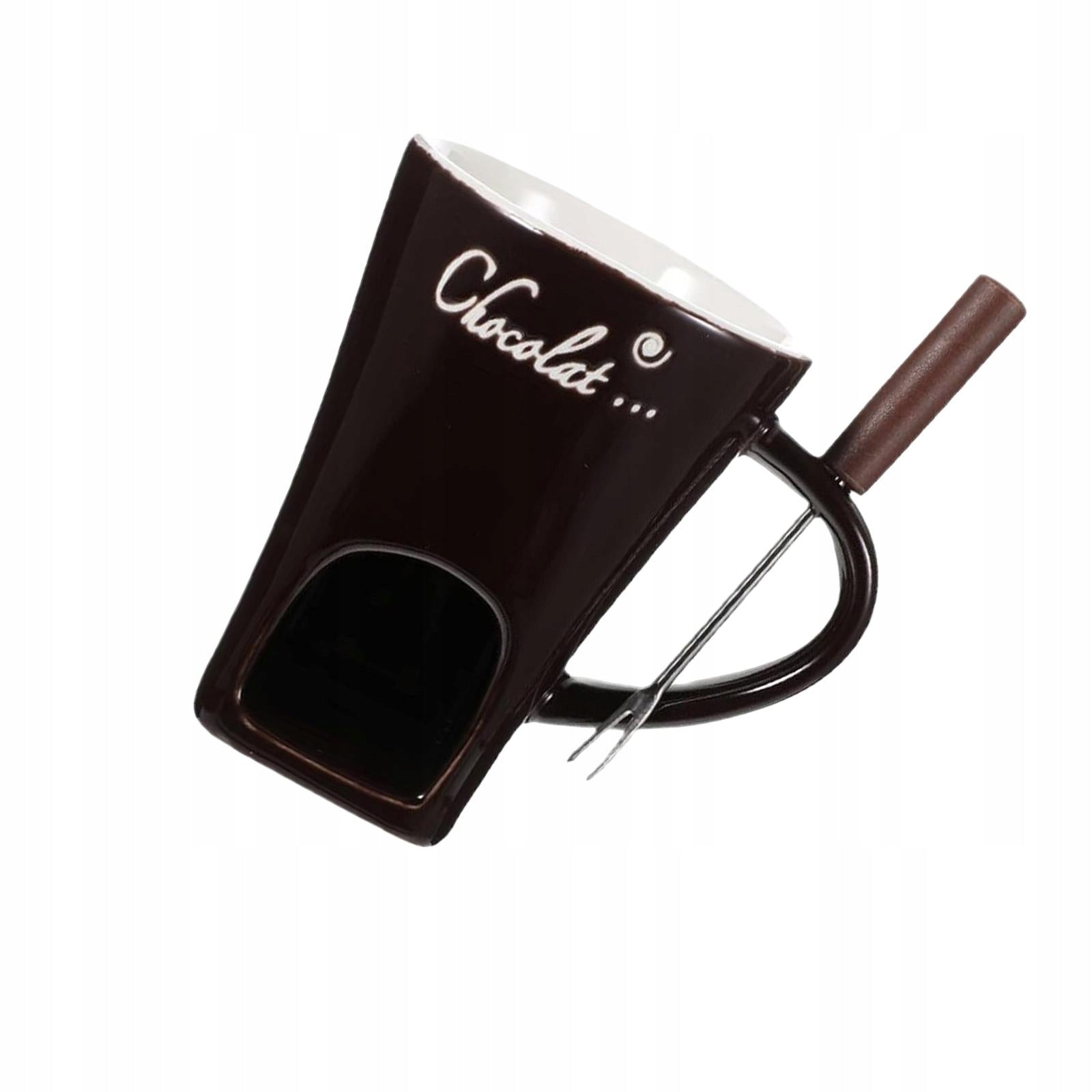 Fondue Mug Butter Heater Chocolate Melter Pot Coffee Cup Chocolate brown