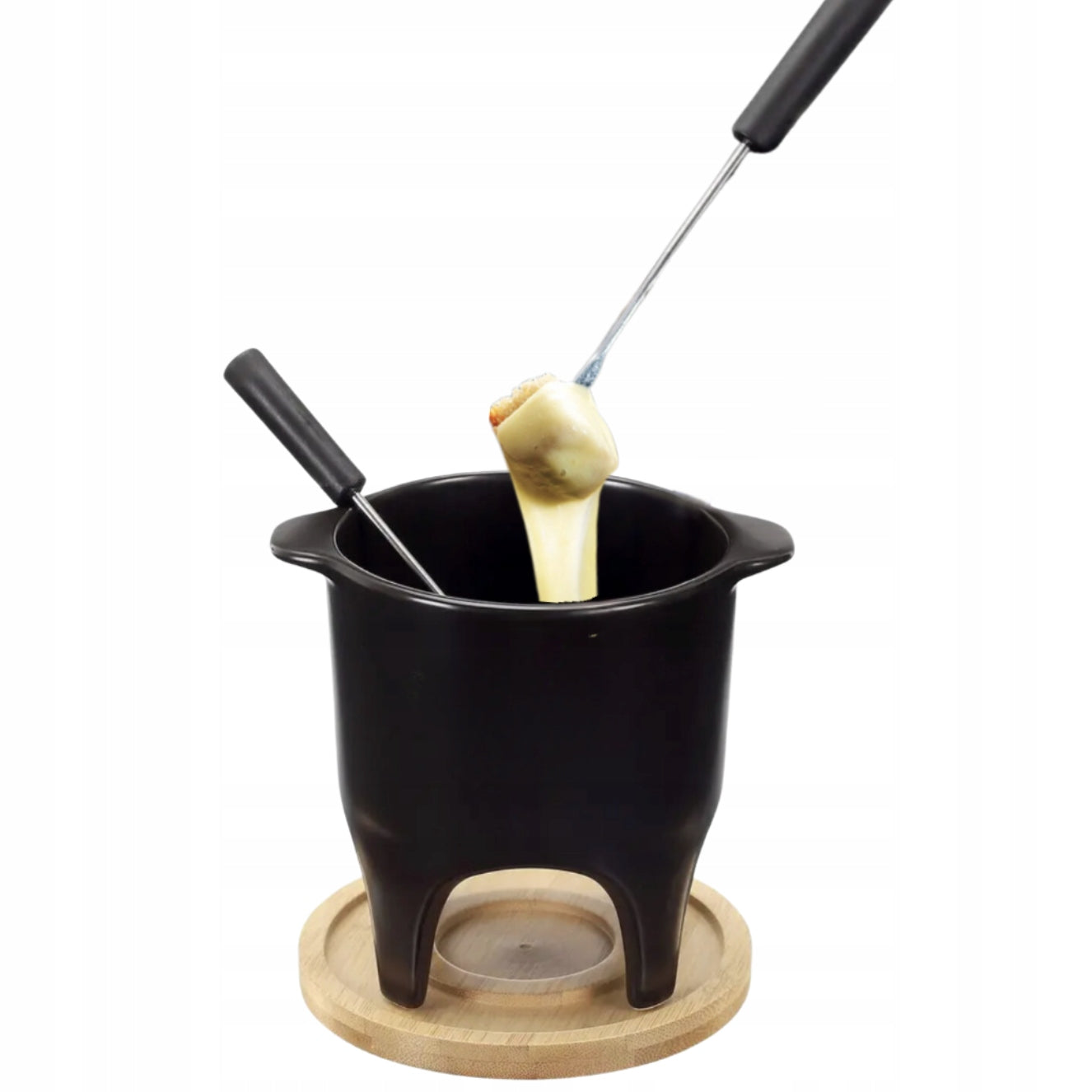 Fondue Set with Chocolate Stand Black Porcelain Melted Cheese 3 el Brand no brand