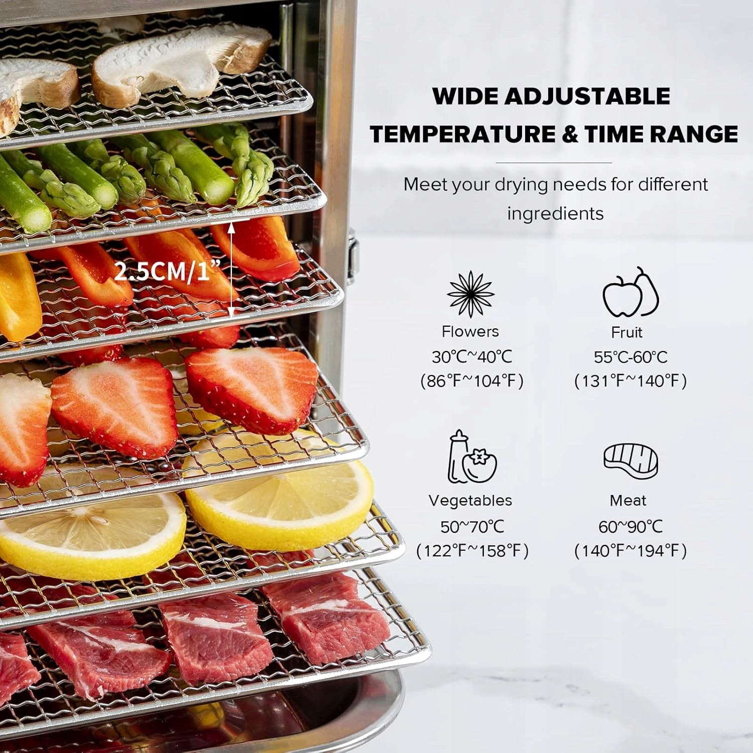 Food Dryer 6 Shelves Tray Stainless Steel 400W Akcesoria Set Brand no brand