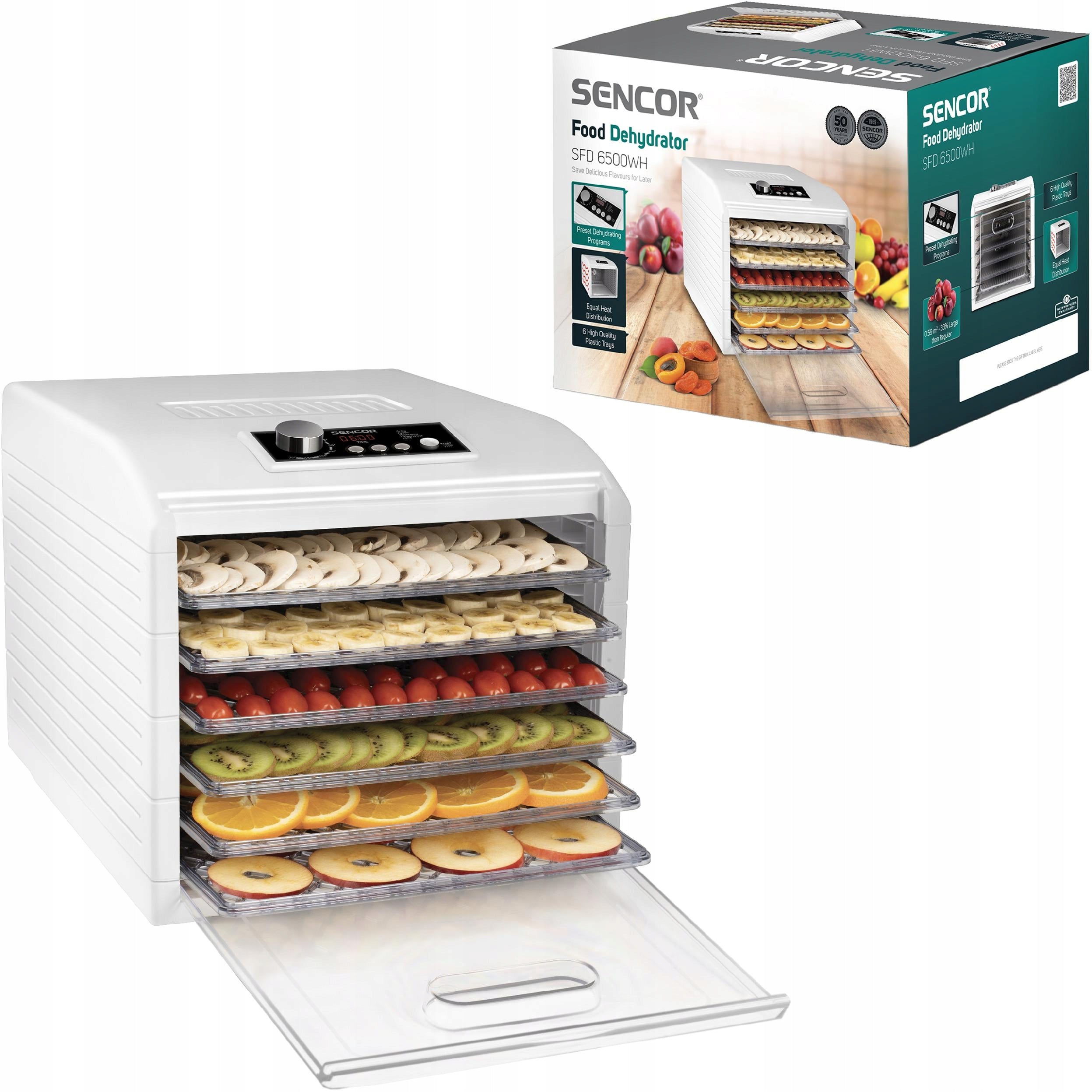 Food Grade Fruit Mushroom Dryer Sencor 500W SFD 6500WH Manufacturer code SFD 6500WH