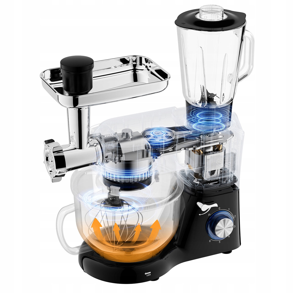 Food Processor Planetary Robot with Heated Bowl and Blender 2000W black Brand Ruhhy