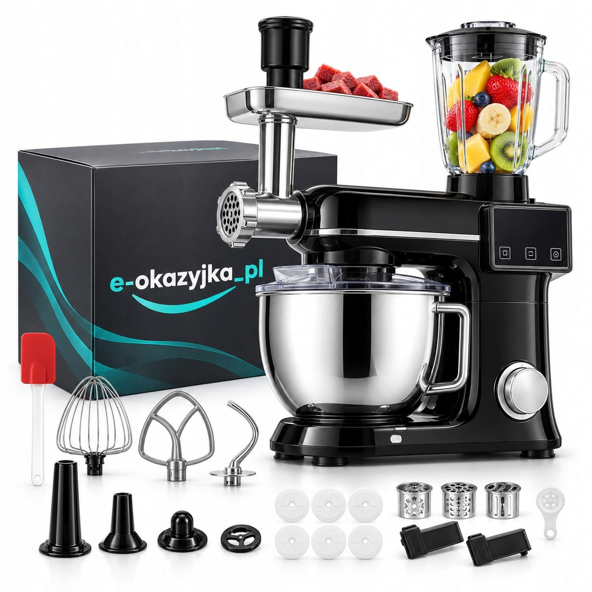 Food Processor Planetary Robot with Heated Bowl and Blender 2000W black