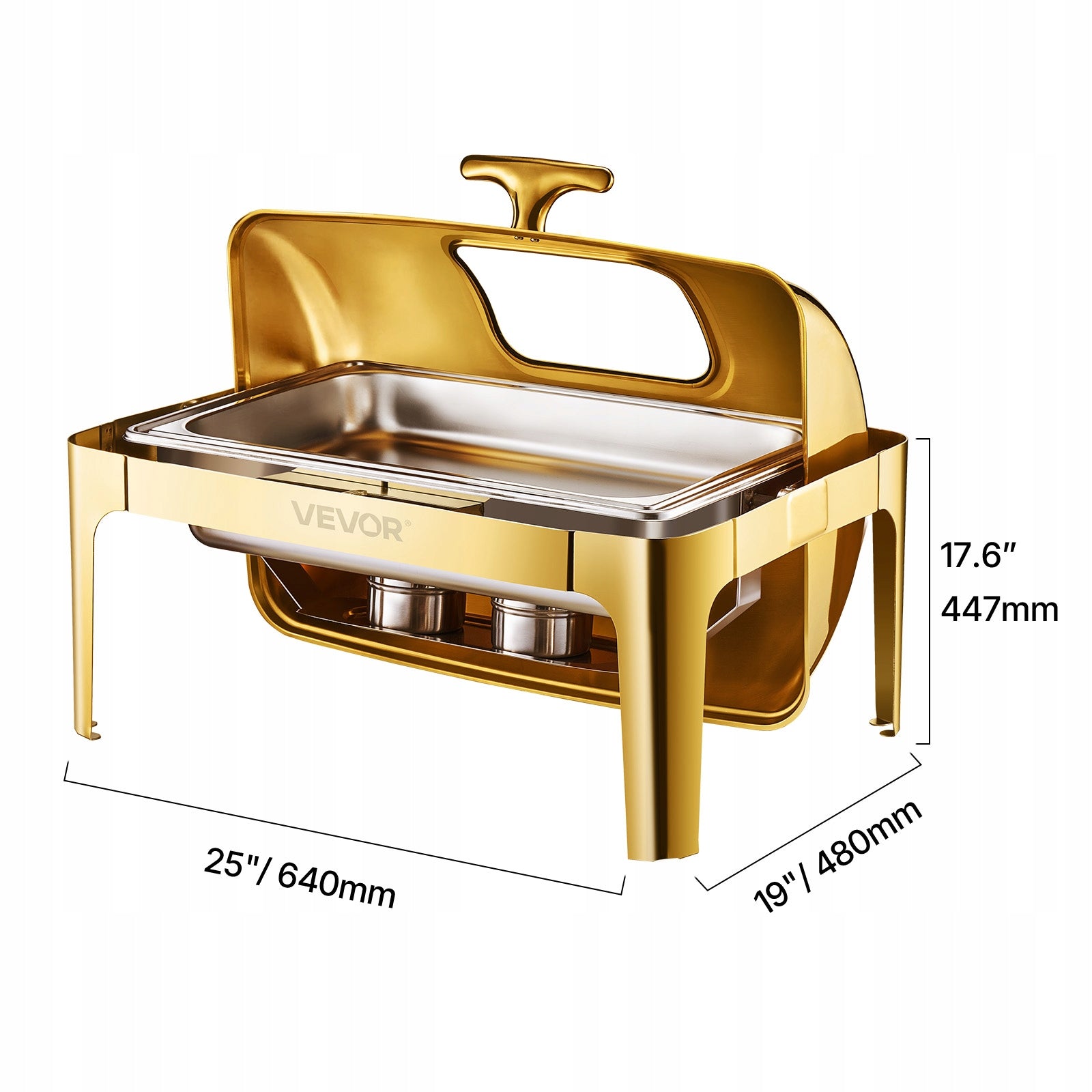 Food Warmer Stainless Steel Gold 8,5L For Events And Restaurants Brand Vevor