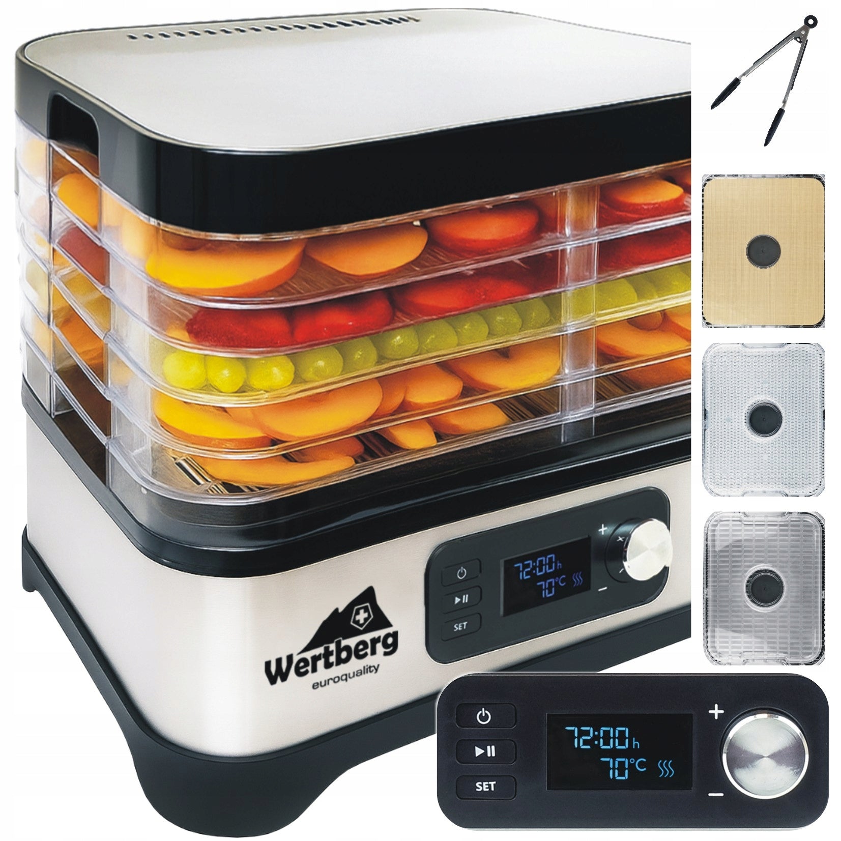 Food dryer for mushrooms fruit vegetables herbs INOX 5 sit 450 W akcesoria