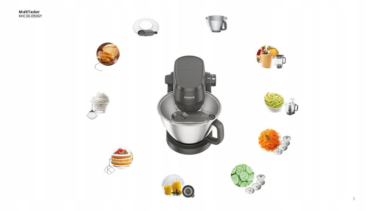 Food processor Kenwood KHC30.050GY 1000 W grey Packaging status original
