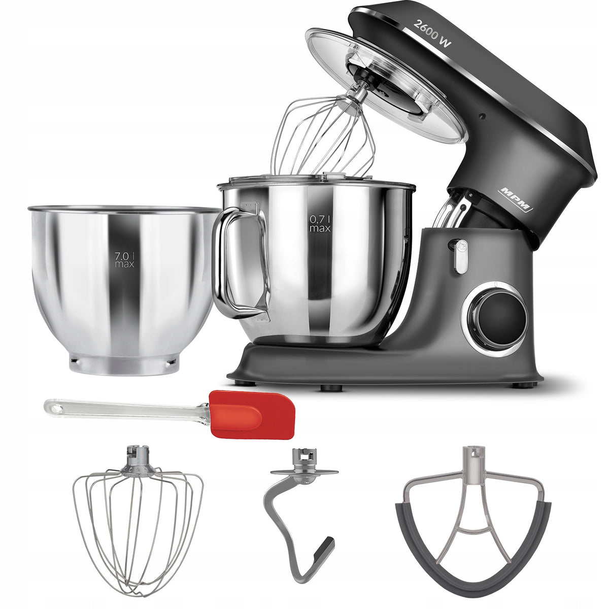 Food processor MPM MRK-20 1500 W 7 l silver with turbo function