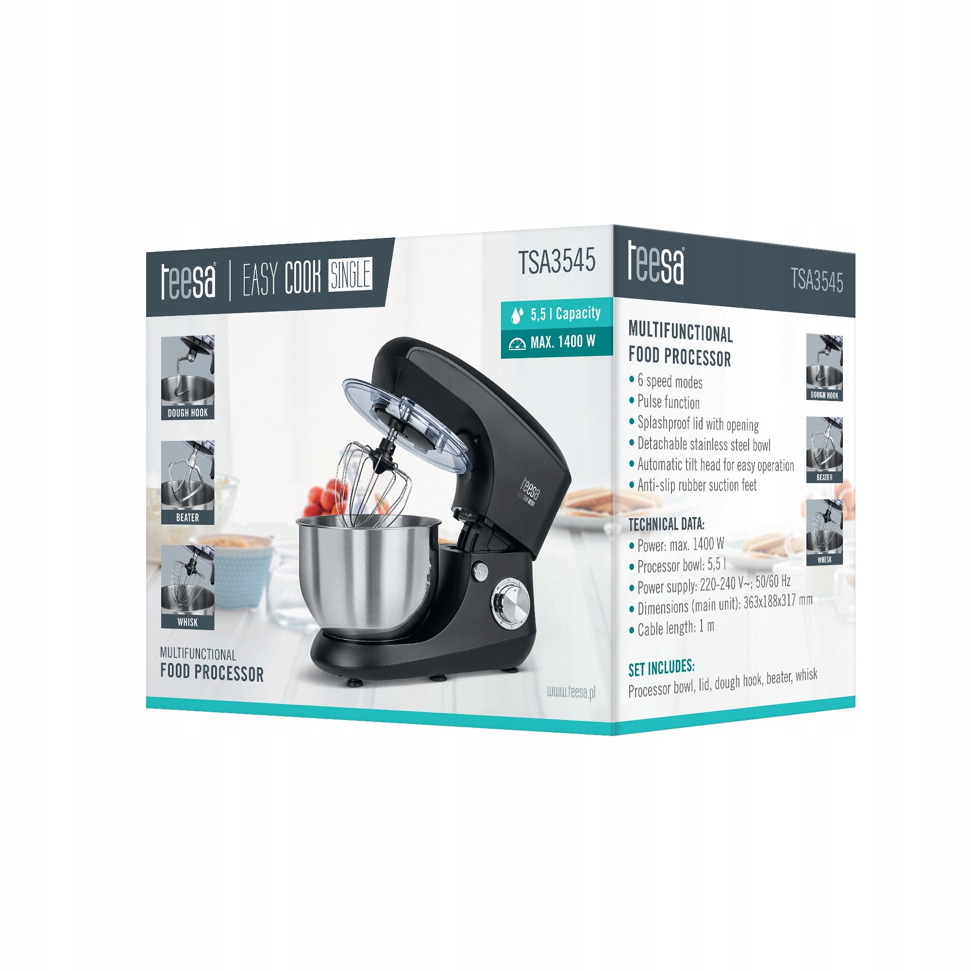 Food processor Teesa EASY COOK SINGLE 1400W Model TSA3545-B