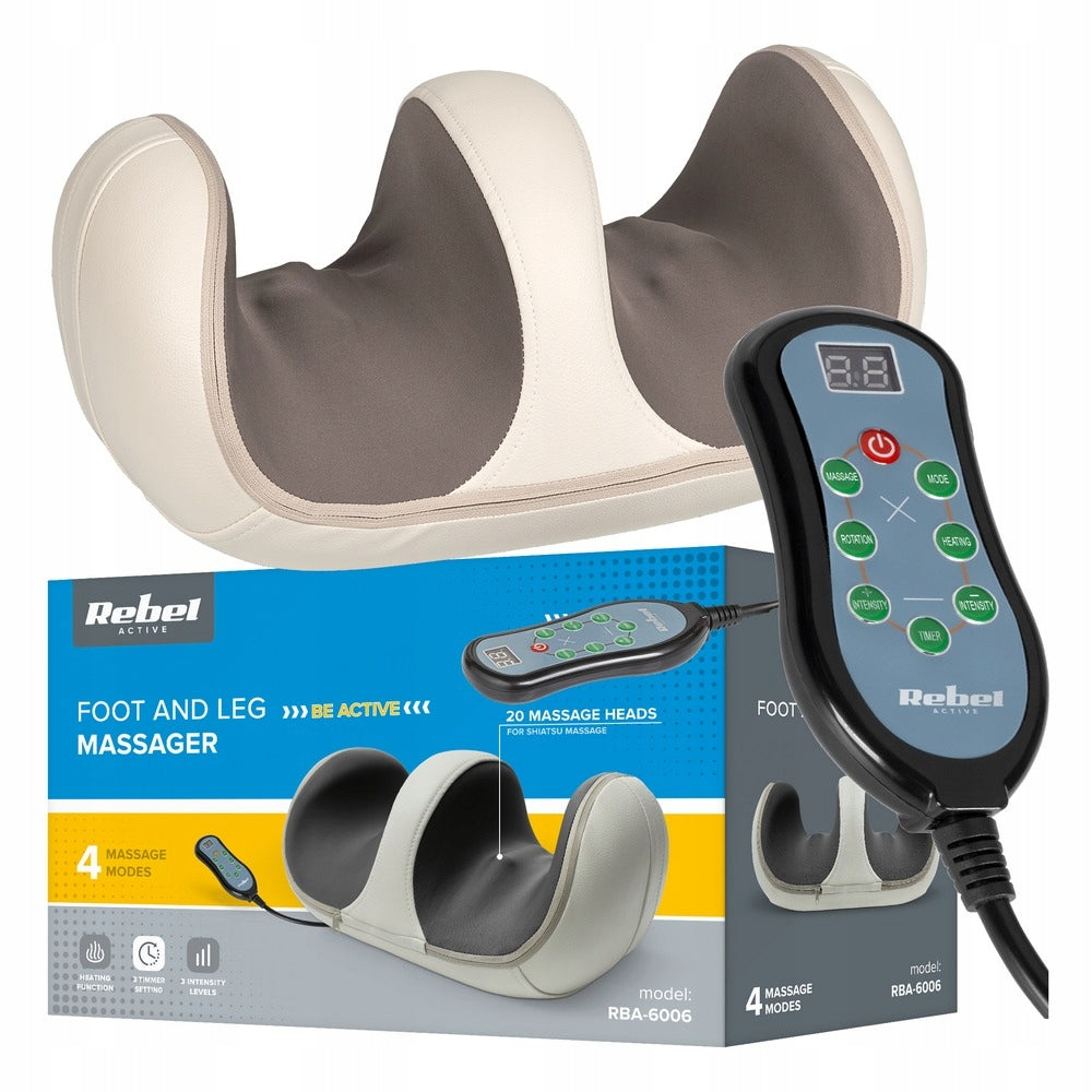 Foot/calf massager , thighs , Shiatsu, heating function , remote control, REBEL ACTIVE
