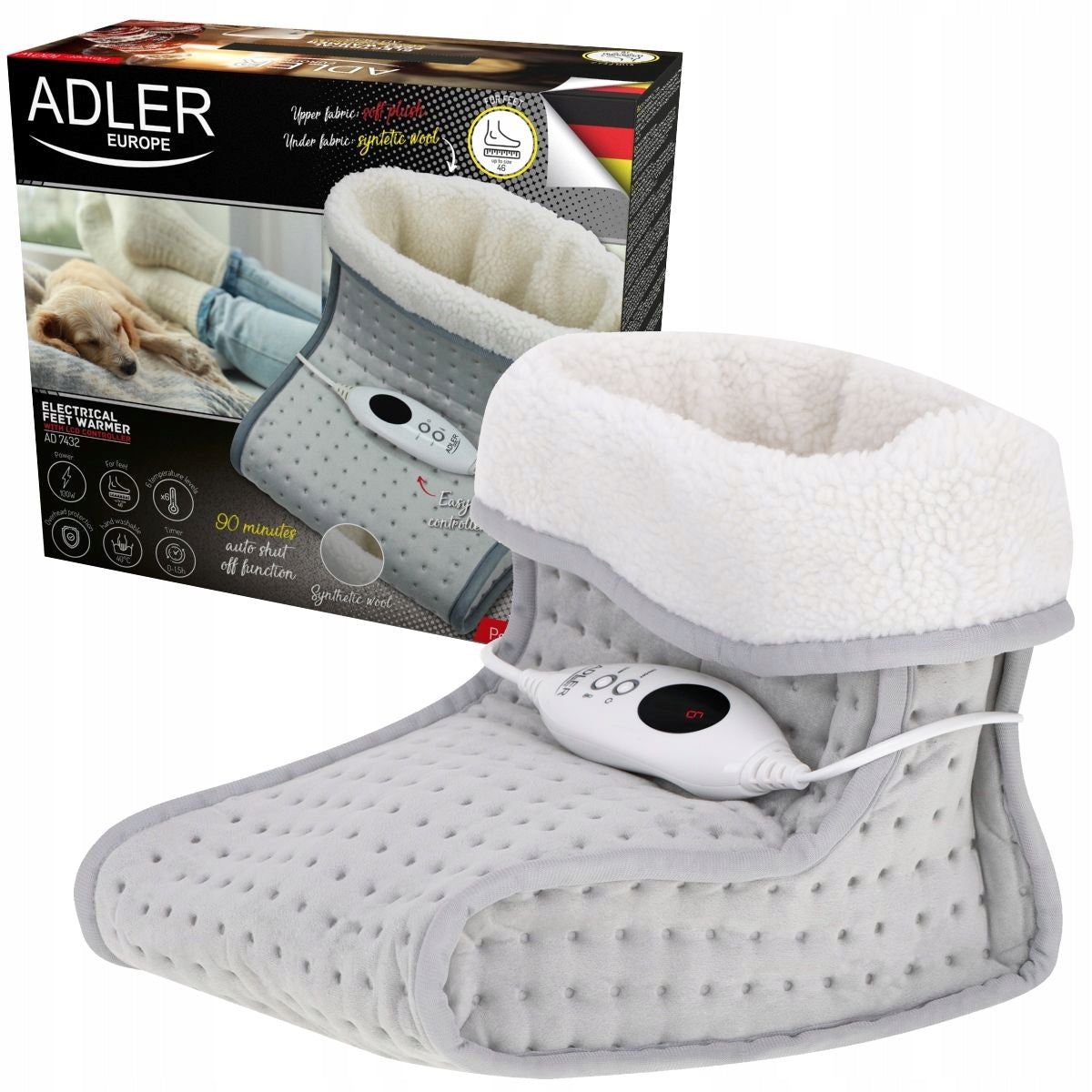 Foot warmer Adler with remote control temperature control 100 W grey