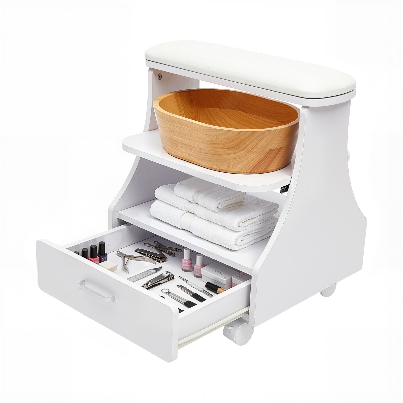 Footbath Stool Foot Rest W/ Wheels Beauty Salon Pedicure Manicure Funiture