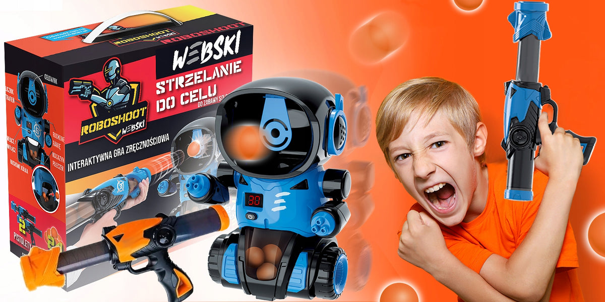 For Gift Arcade Game ROBOT SHOOTING RANGE COUNTER+2 GUNS 24 BALLS Brand Webski