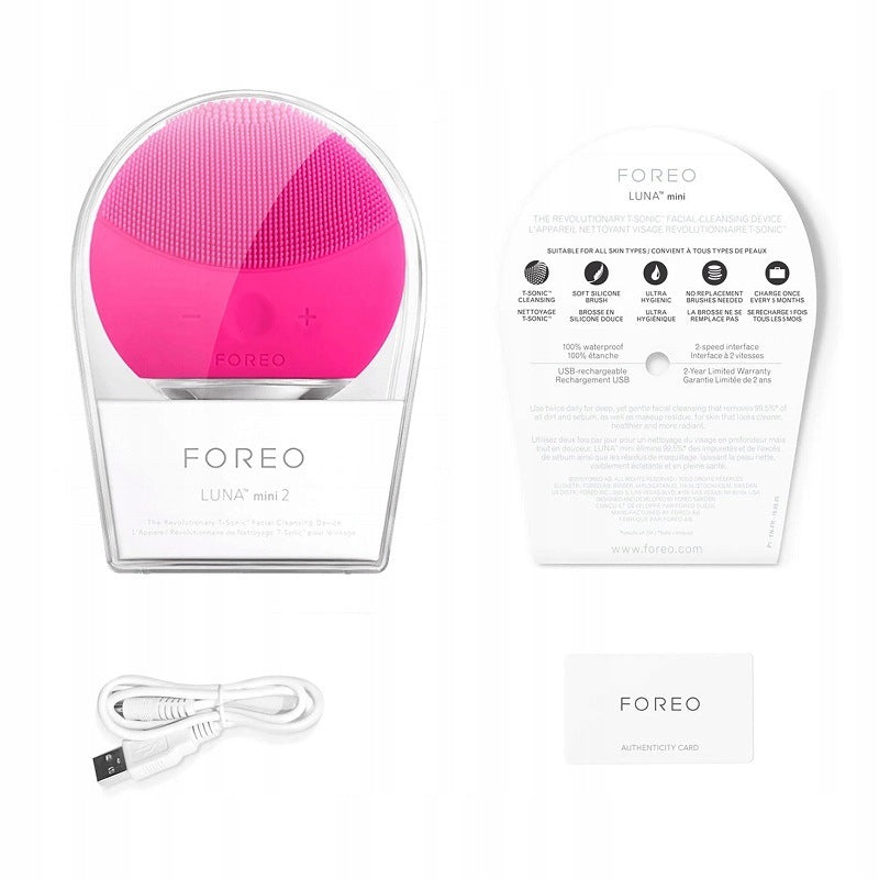 Foreo Luna Mini 2 Sonic toothbrush for face washing, Fuchsia Model Luna Mini 2