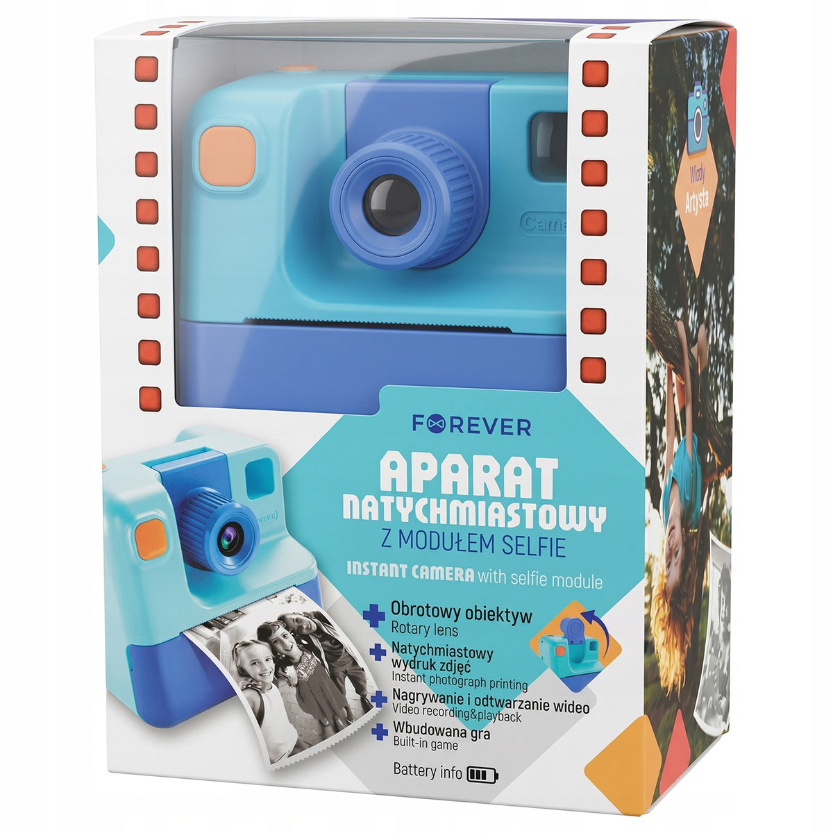 Forever Instant camera with selfie module ICS-03 blue