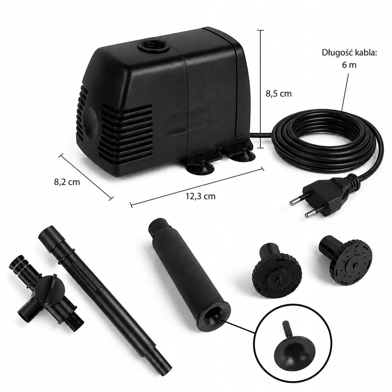 Fountain Pump For Pond Water 22W 1000L/h 3 Nozzles Flow Control Packaging status original