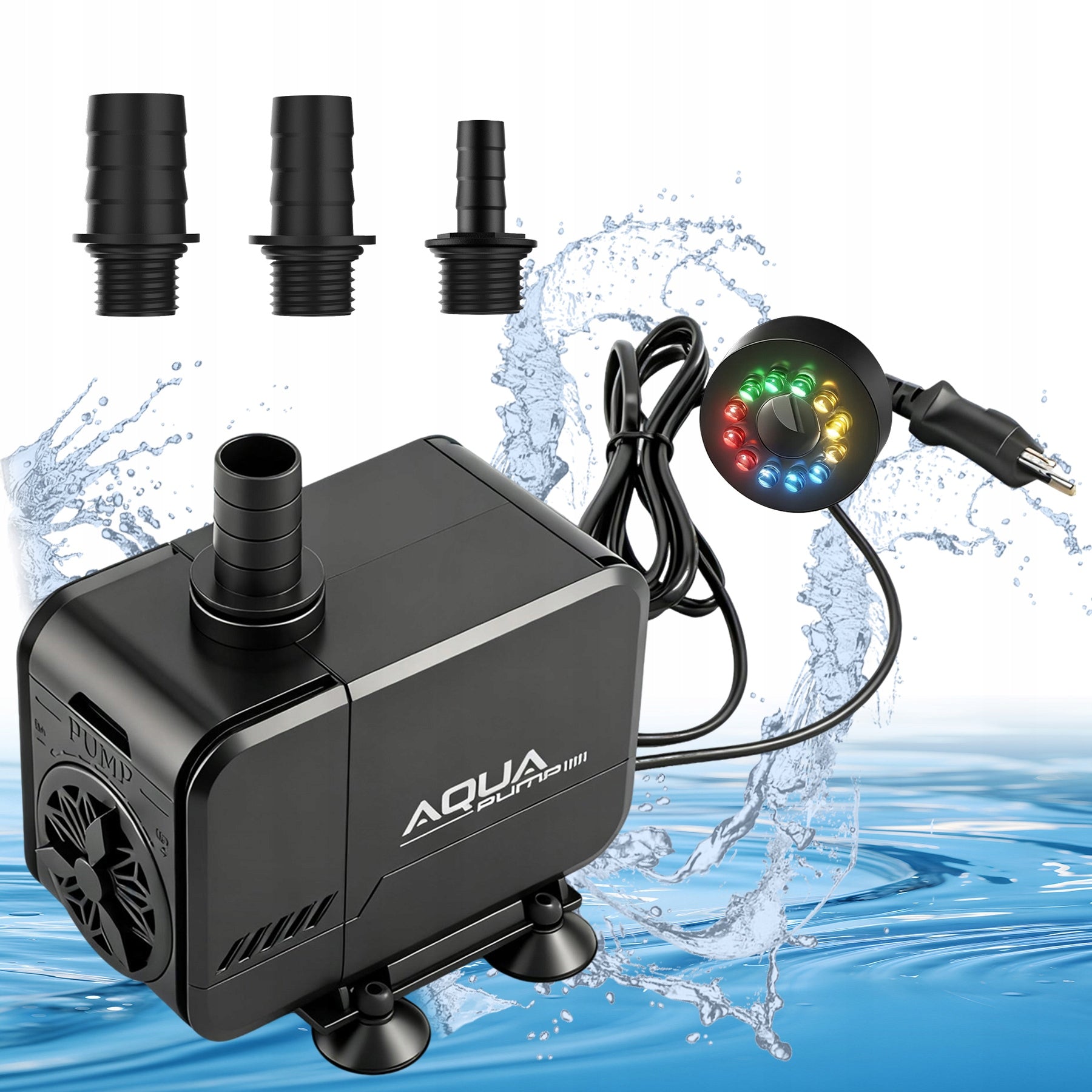 Fountain Pump with Flow Control and Lighting 12 LED 1500l/h 20W