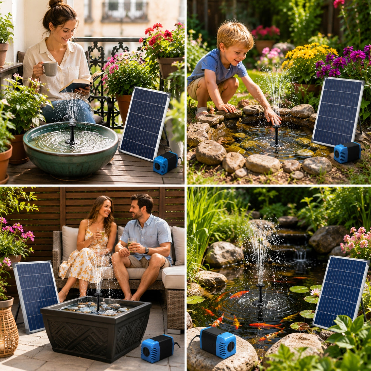 Fountain Solar Pump Aerator For Pond Water Hose Nozzles DIY Kit Packaging status original