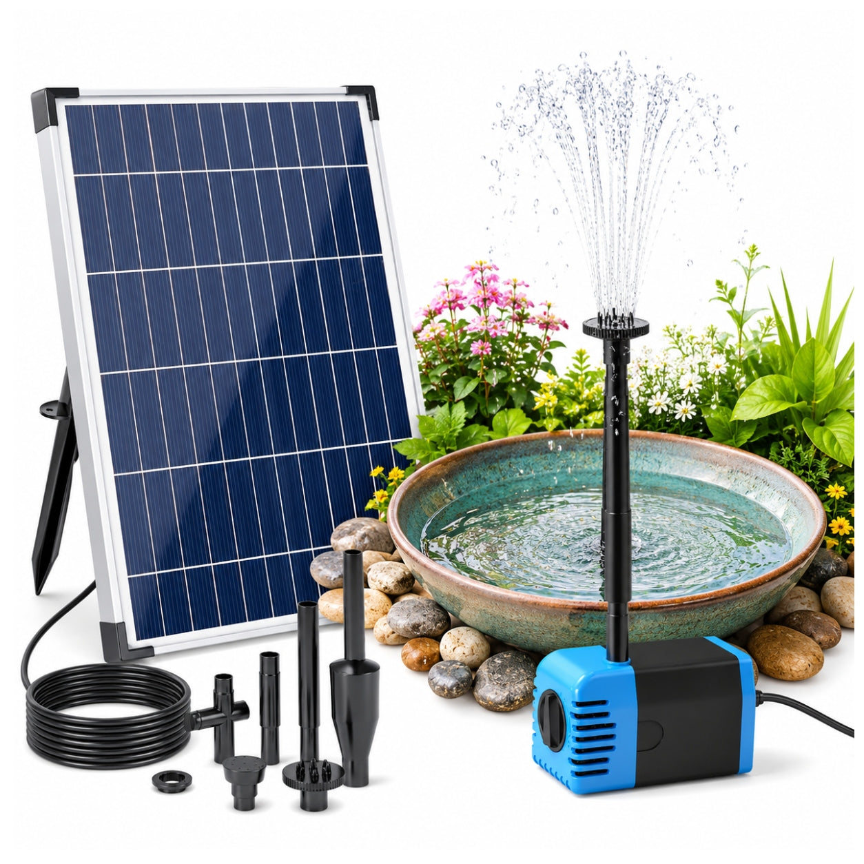 Fountain Solar Pump Aerator For Pond Water Hose Nozzles DIY Kit
