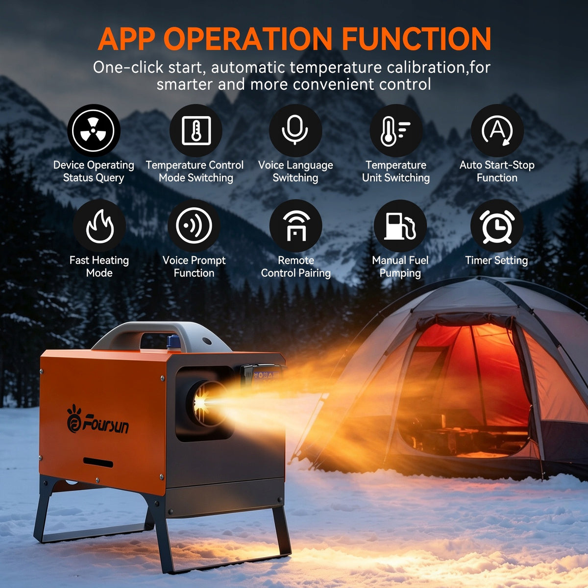 Foursun Ogrzewanie Postojowe 8KW Webasto 12V 24V APP Pilot LCD Manufacturer code SKUFH31A