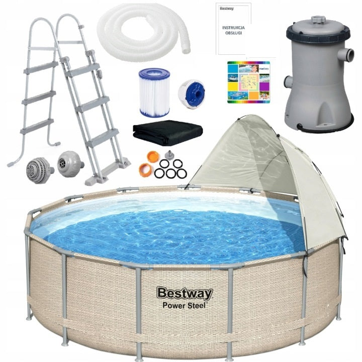 Frame pool Bestway 5614V + Canopy + Accessories 396x107cm