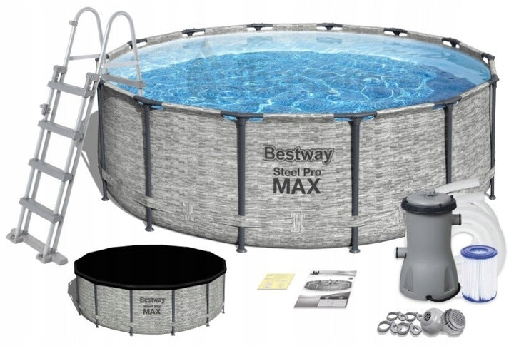 Framed Pool 427x122 cm Set 9in1 BESTWAY 5619D Ladder PUMP Cover
