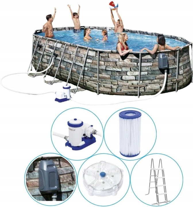 Framed Pool BESTWAY 610x366x122cm Comfort JET SPA LED Ladder Pump Manufacturer code 56719